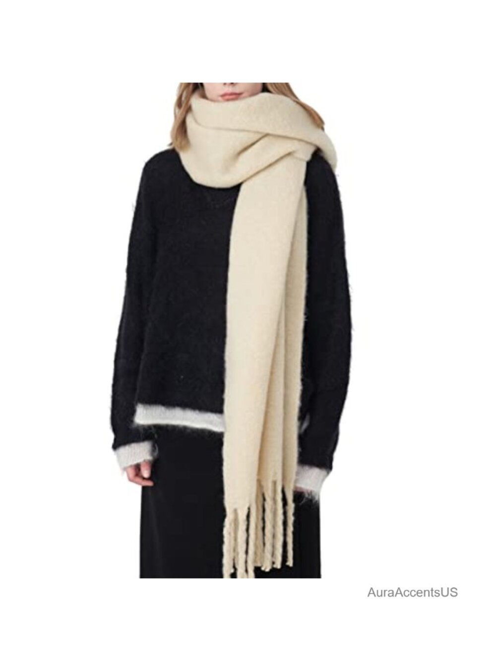 Oversized Tassel Scarf Soft Thick Warm Winter Shawl Wrap Polyester